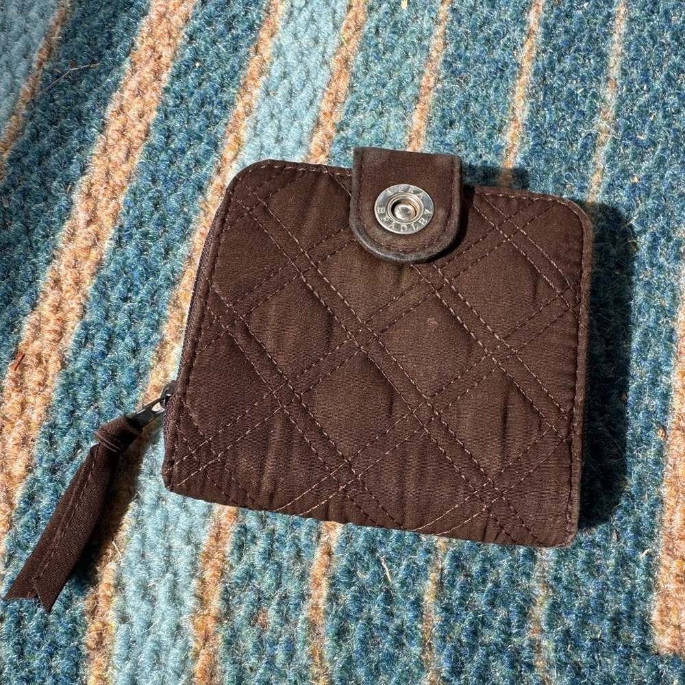 Vera Bradley Chocolate Quilted Wallet Mini Zip Espresso Brown